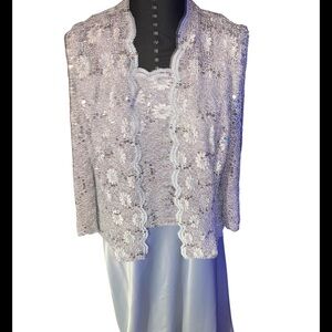 Alex Evenings Silver Sequin Embellished Dress